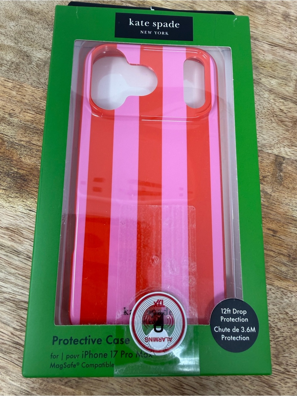kate spade New York Striped Rose Coral iPhone 17 Pro Max Case MagSafe Compatible